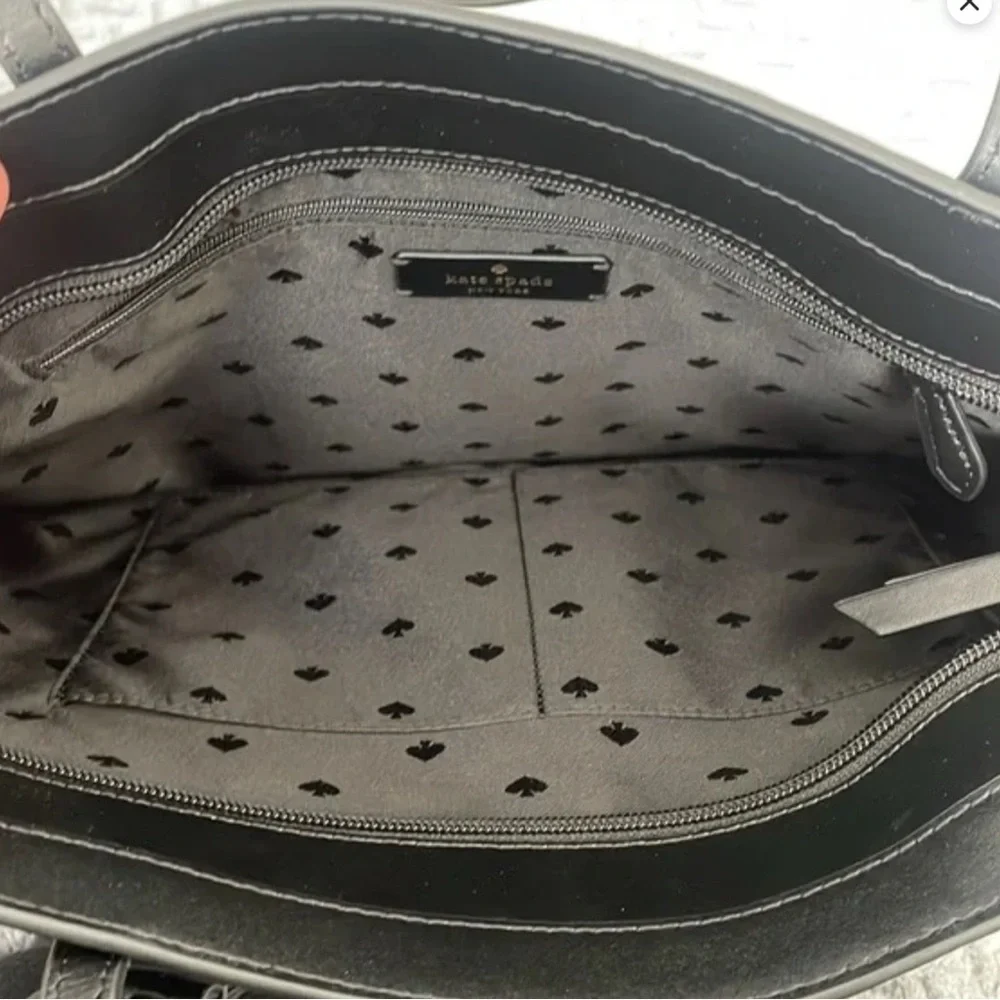 Kate Spade Black Structured Tote with Long Straps - Picture 3 of 3